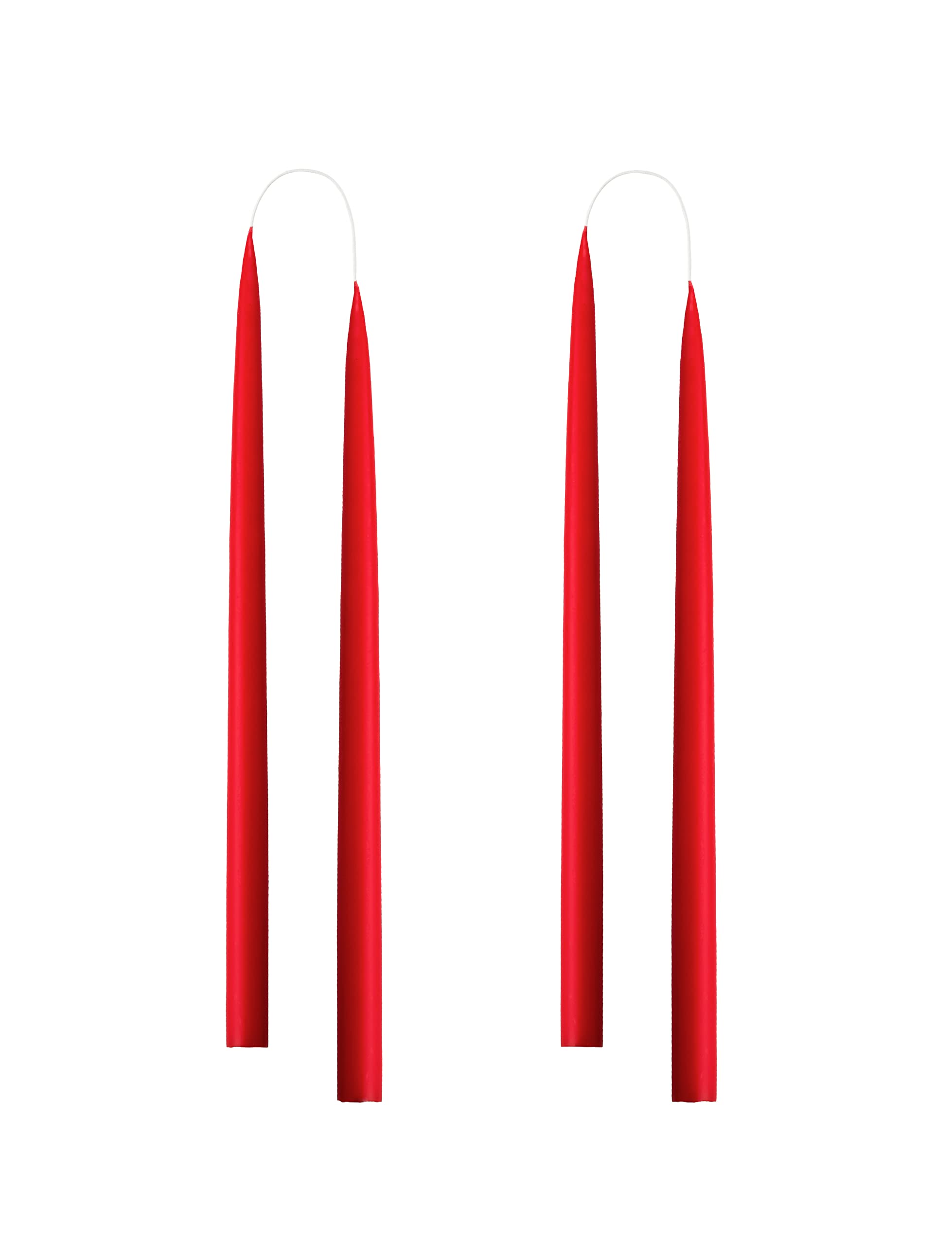 Kunstindustrien® Tapered Candles, Made in Denmark, 42 colours available, Dripless & Smokeless Dinner Candles, Candles long burning 15 hours, Unscented Candle gift set, 4pcs. 2.2 x 35cm (Christmas Red) — image 1