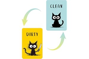 2pcs Pet Dishwasher Clean Dirty Flip Magnet Sign, Black Cat Double-Sided Magnetic Clean Dirty Sign Funny Pet Kitchen Accessor