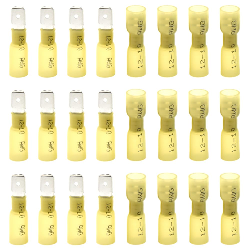 CEEYSEE 100Pcs of Yellow Heat Shrink Female Male Spade Connectors Insulated Electrical Wire Crimp Connectors Terminal（RSY)
