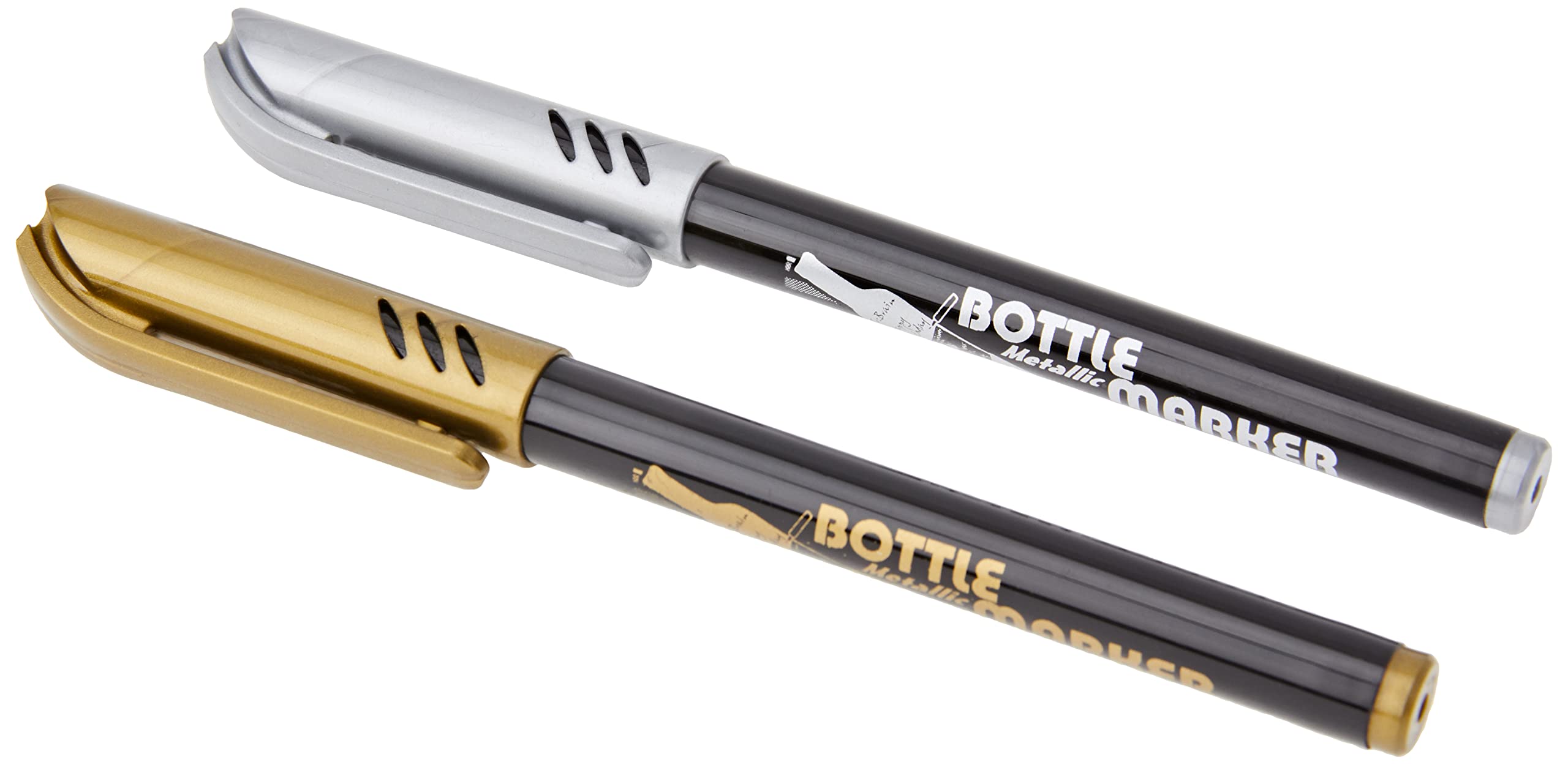 KitchenCraft Home Made Glass Pens - Pack of 2 Metallic Pens for Writing on Glass, CDs and Ceramic