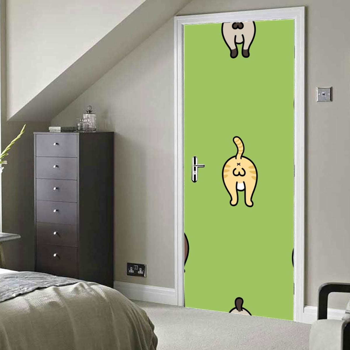 Cat Funny Breed Balls Selbstklebende Vinyl-abnehmbare Schlafzimmertür