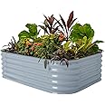 Vego garden Aluzinc Raised Garden Bed Kits, 17" Tall 6 in 1 Modular Metal Raised Planter Bed for Vegetables Flowers Patio Ground Planter Box, Sky Blue