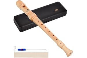 Eastrock Soprano Recorder Baroque fingering C Key Beginners Recorder Instrument for Kids Adults 3 Piece Recorder With Hard Case（Maple Wood）