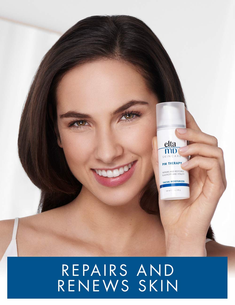 EltaMD PM Therapy Face Moisturizer with Hyaluronic Acid, Oil-Free, Fragrance-Free, Noncomedogenic, Repairs and Restores Skin, 1.7 oz: EltaMD: Premium Beauty