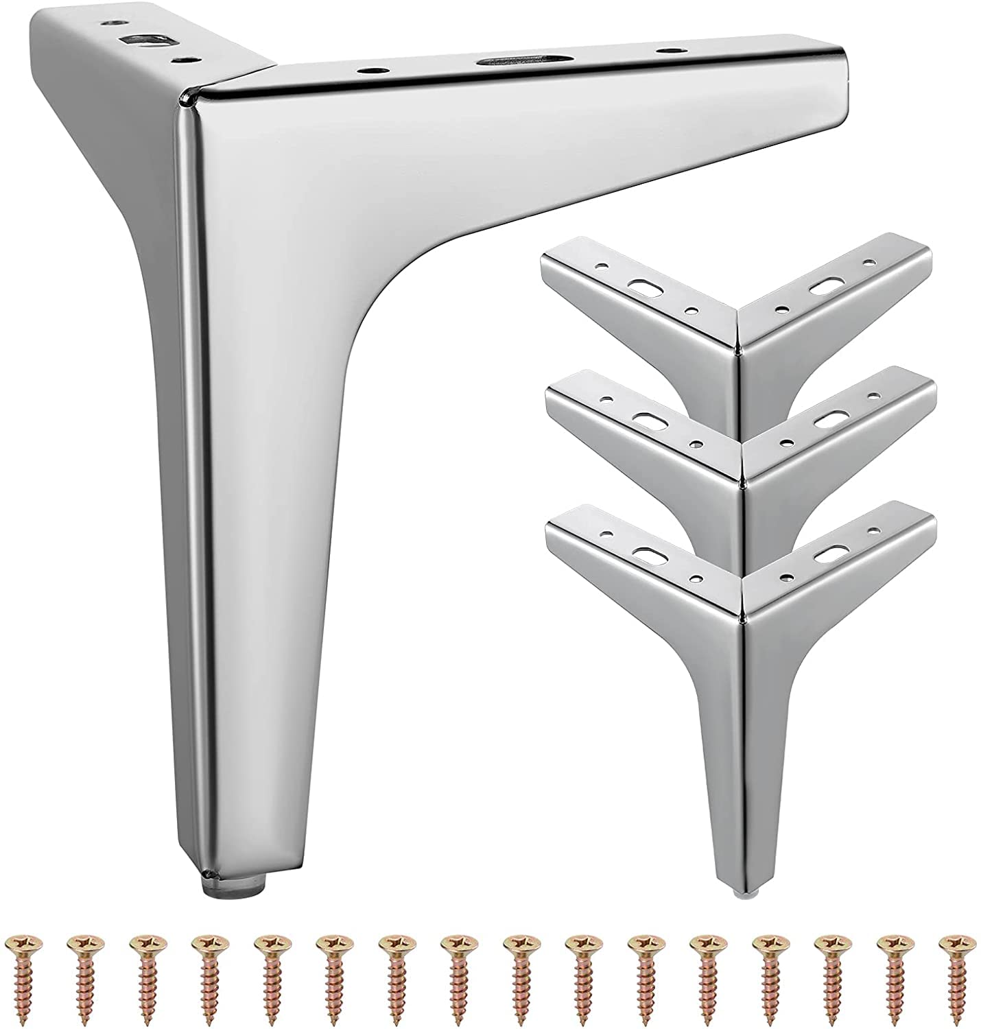 SHEENO 4 Pcs Metal Furniture Legs,Sofa Legs,Modern Metal Triangle Furniture Feet DIY Replacement for Cabinet Cupboard Sofa Couch Chair(7 inch (17cm))