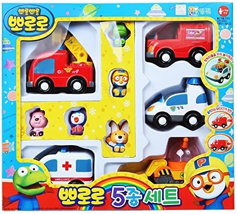 youngjun Pororo and Friends 5 Characters Fiugures and 5 Mini Cars Set Kid Girl Boy Toy