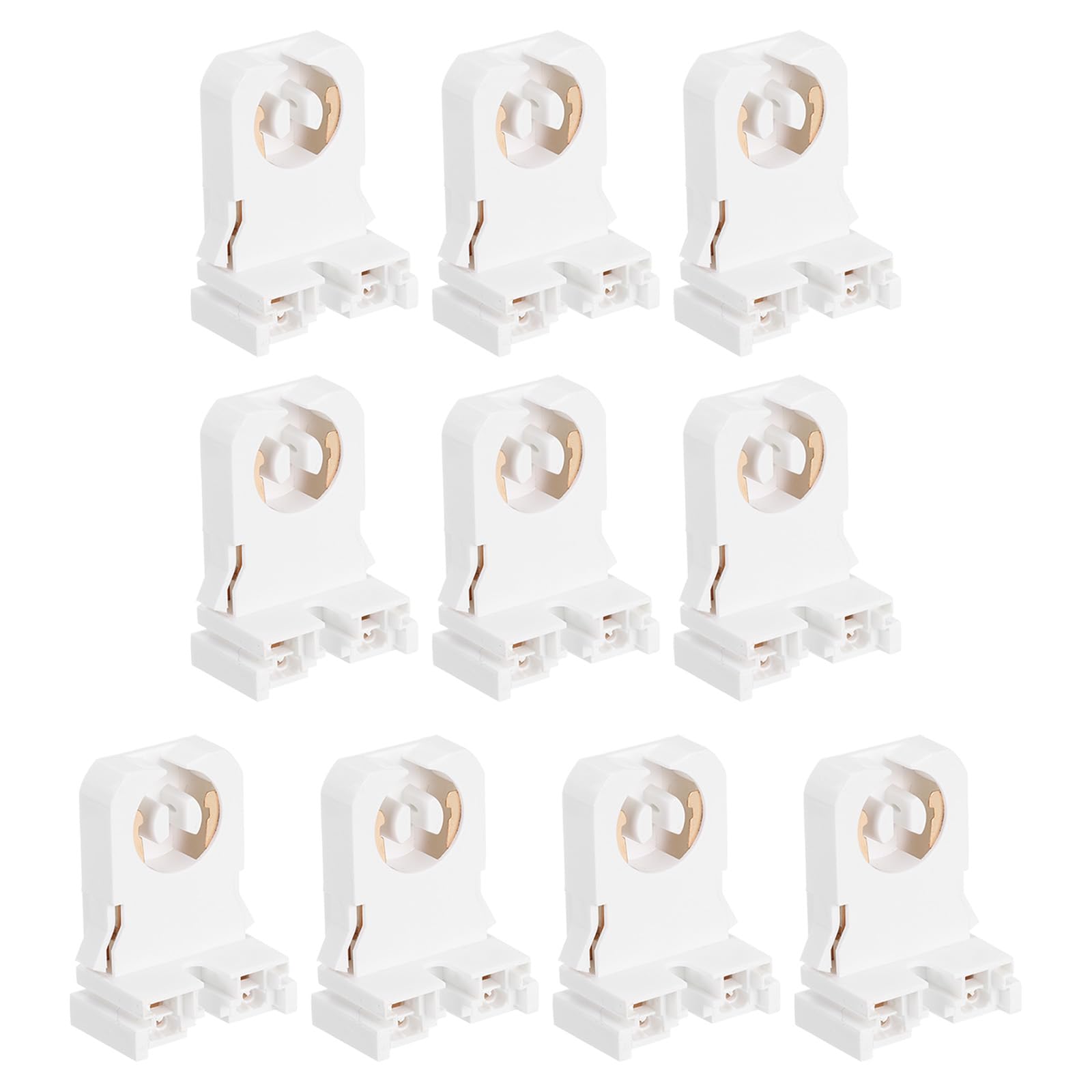 PATIKIL T8 Lamp Holder,10 Pcs G13 Light Socket Base Holder Non-Shunted Tombstone Flame Retardant Lamp Sockets for Integrated LED Fluorescent Tube, White
