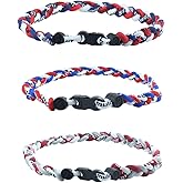 3 Pieces Baseball Necklaces Three Colors Three Braided Rope Tornado Titanium Necklaces Sport Rope Necklaces for Boys Men Player