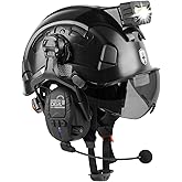 GREEN DEVIL Hard Hat Safety Helmet with Visor Bluetooth Ear Muffs and Headlamp 5 in 1 Full Protection Vented Work Hardhat ANSI Z89.1 Cascos De Construccion for Industrial Construction Forestry