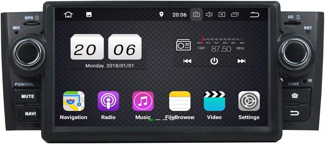 Android 8.1 OS Car GPS Navigation for Fiat Punto/Linea(2007-2011), 7 Inch Touchscreen Radio Bluetooth Head Unit