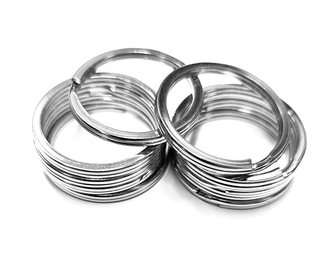 30mm Nickel Plated Flat Heavy Duty Split Key Rings in Packets of 10 Units