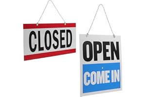 WRITWAA 2pcs Double-sided Pvc Open Close Door Signs with Hanging Chain, Waterproof Business Hours Signs