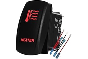 BACAUTOPARTS 12V 24V Dual RED Led Heater Rocker Switch with Wires 5 PIN ON-Off Toggle Switch for Car Boat Tractor Trailer Van Side by Side Dash