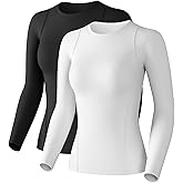 Women's Compression Shirts Long Sleeve Athletic Workout Tops Cool Dry Underscrubs Sun Protection for Gym Yoga Running