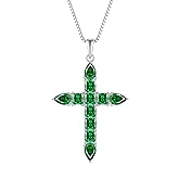 STARCHENIE Cross Necklace for Women 925 Sterling Silver Princess Cut Crucifix Pendant Necklaces Birthstone Jewelry Religious Gift for Her