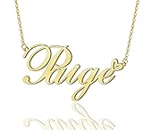 AOLO Paige Heart Name Necklace 18k Gold Plated