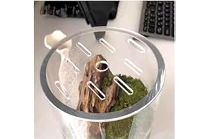 Primst Acrylic Aquarium Anti-Jumping Lid Cover with Hole, Round Acrylic Plate Fish Tank Cover to Profect Fish, Reptiles, Turtles from Jumping Out Protect Cat, Thick 3mm (A,Diameter 11.8inch)