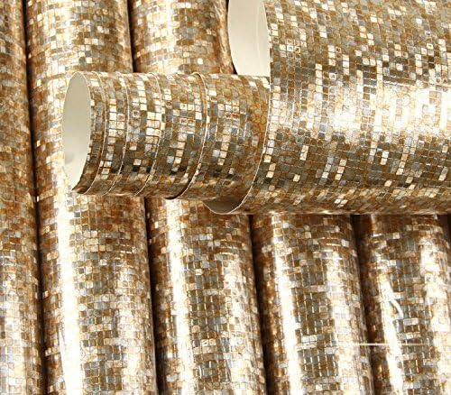 HaokHome® Luxury Rust Gold Foil Mosaic Background Flicker Wall Paper Modern Roll/hotel Ceiling/decorative Wallpaper Roll (Rust Gold)