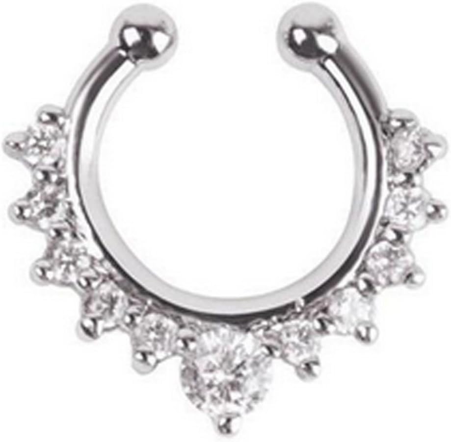 BODYA 1-3pcs Fake Nose Ring cz Crystal Septum No Piercing clicker Faux Clip Non Pierced Small Hoop Ring Women Body Jewelry Silver Rose Gold