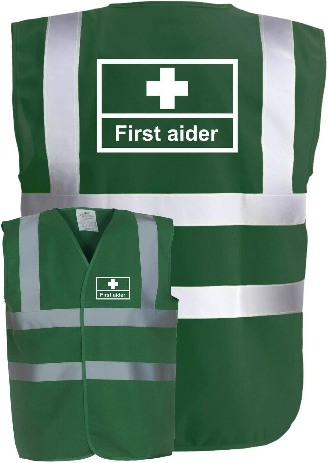 First Aider Premium para Green Hi-Vis High-Vis Visibility Safety Vest/Waistcoat