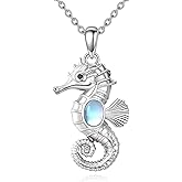 JBAERD Manta Ray Necklace Animal Moonstone Pendant Necklace Ocean Jewelry Gifts for Women