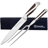 German Forged High Carbon Stainless Steel Carving Knife and Fork Set | Professional Meat Carving Set with Ergonomic Pakkawood Handle