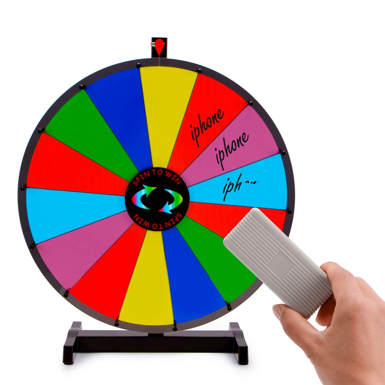 Photo 1 of 24 Inch Heavy Duty Spinning Prize Wheel - 14 Slots Color Tabletop Roulette Wheel of Fortune - Spin the Wheel with Dry Erase Marker and Eraser Win - Spinner Wheel Game for Carnival and Trade Show