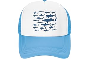 Waldeal Boys' Shark Trucker Hats Floral Sea Fish Adjustable Mesh Kids' Ball Caps