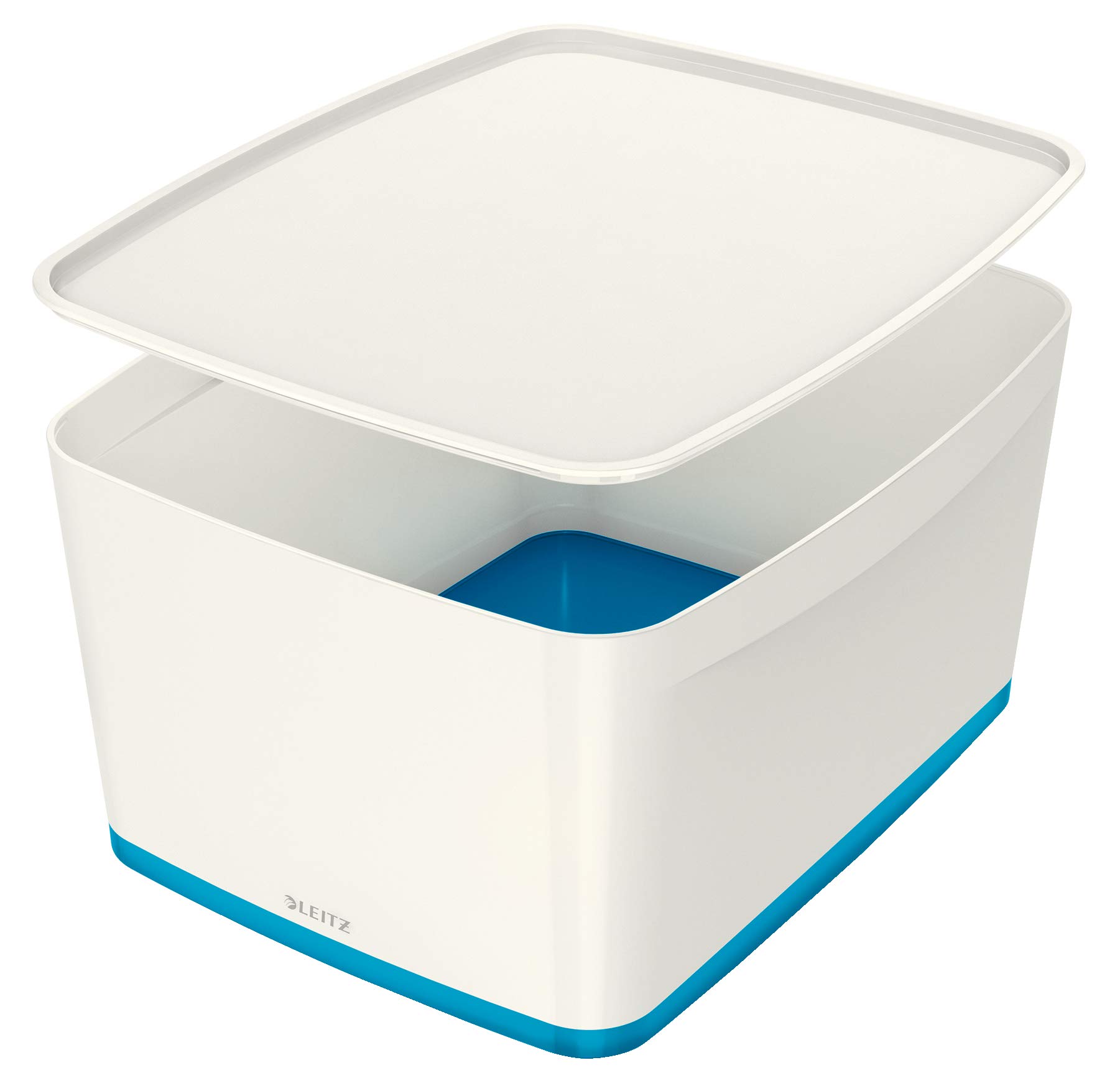 Leitz 18 Litre Storage Box with Lid, waterproof ABS, Blue Metallic