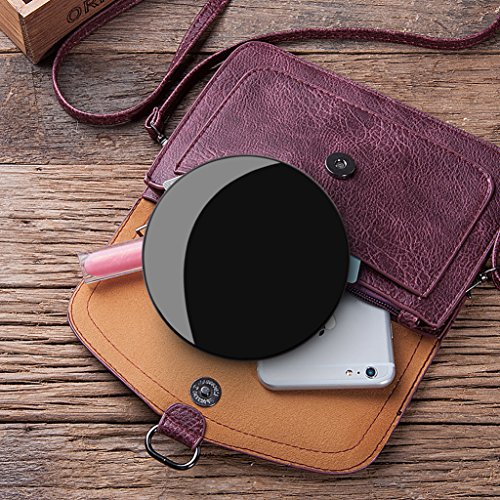 Terresa Lighted Travel Makeup Mirror, Round 1x/7x Magnifying Mirror, Portable Battery Operated for Hand Held, Compact Mirror with LED Lights for Beauty Cosmetic Camping
