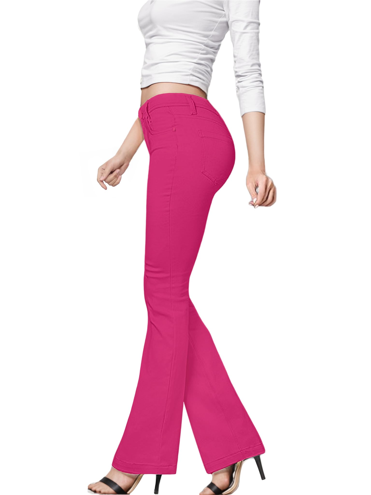 Photo 1 of & Company Womens Hyper Ultra Stretch Comfy Boot Cut Leg Flare Work Casual Pants P44879BL Fuchsia L