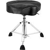 AKLOT Saddle Drum Throne, Hydraulic Druming Throne, Heavy Duty Seat, Height Adjustable Plush Chair, Motorcycle Style Drum Stool for Adults Drummers Grey
