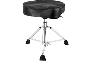 AKLOT Saddle Drum Throne, Heavy Duty Drum Seat, Hydraulic Drum Stool, Height Adjustable Suede Drum Chair, Motorcycle Style, G