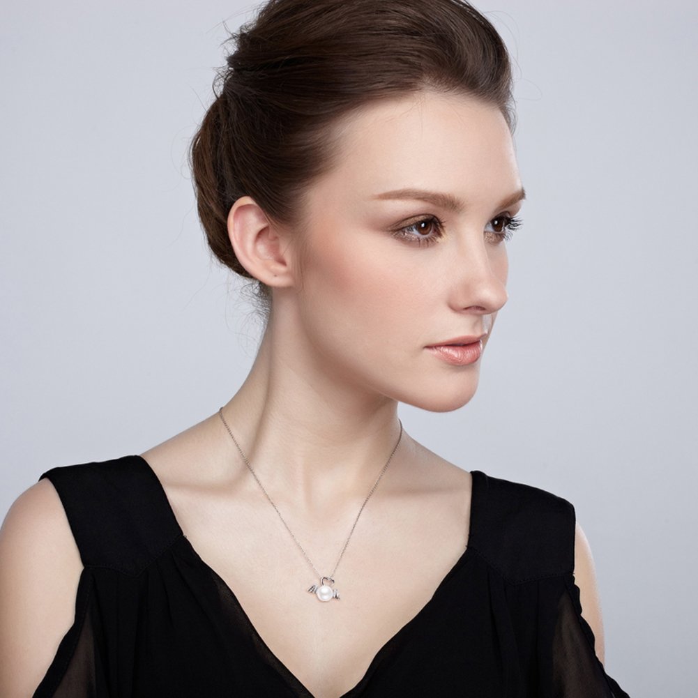 OUXi Sterling Silver Freshwater Look Pearl Pendant Necklace for Women