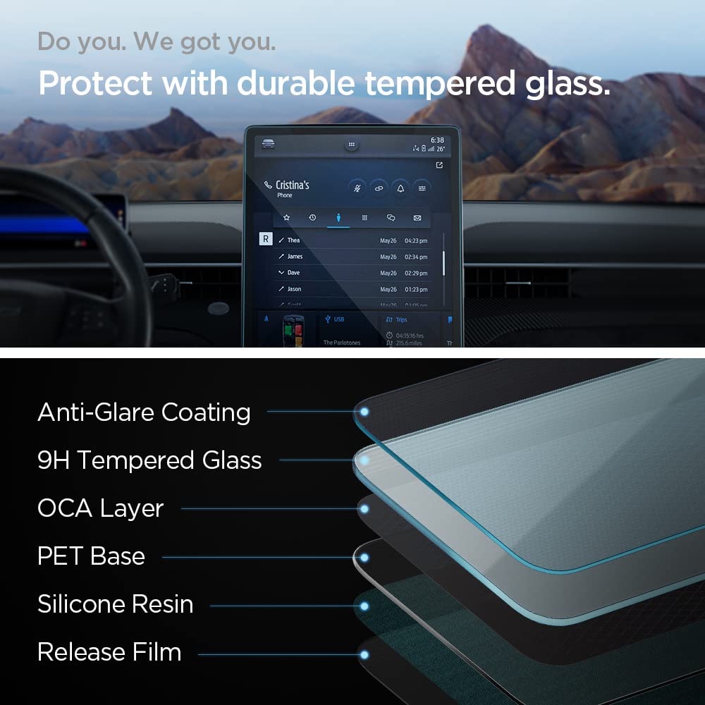 Spigen Tempered Glass Screen Protector [GlasTR Slim] designed for Ford F-150 Lightning, Expedition, Mustang Mach-E 15.5 inch Dashboard Touchscreen