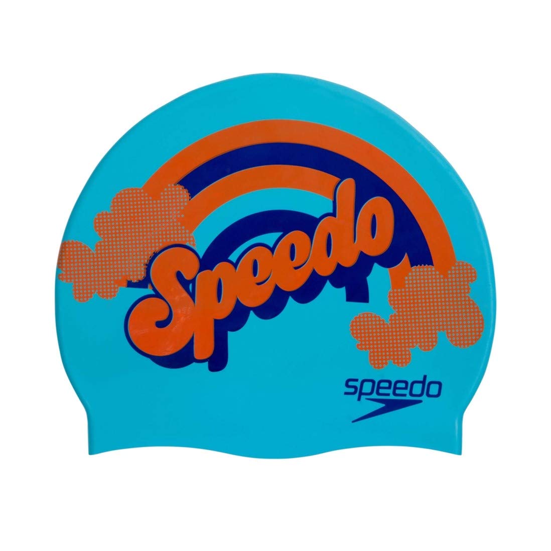 Speedo SPEFT Unisex Child Junior Slogan Cap Cap - Aqua Splash/Navy/Pure Orange, One Size