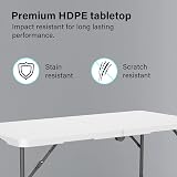 Vivo Technologies 6Ft Trestle Folding Table Heavy Duty Plastic Top White view 3