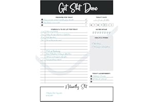 AZ PRO Collections Get Shit Done: Daily Planner , 50 Undated Sheets, Desk Notepad, Schedule, To-Do List, Task Planner, Productivity Organizer, Health & Fitness Tracker, 8.5x11