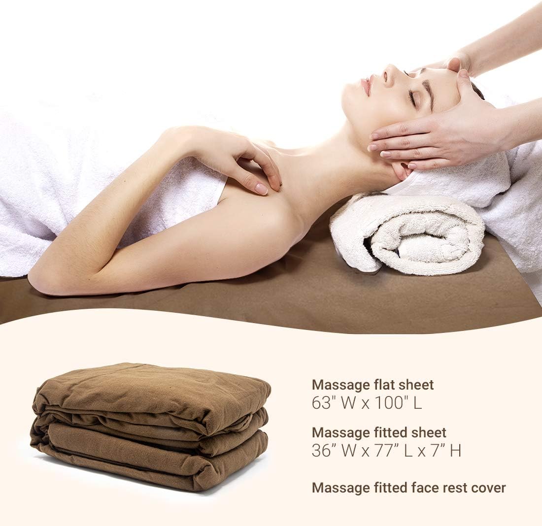 ForPro Premium Flannel 3-Piece Massage Sheet Set, Chocolate, for Massage Tables, Includes Massage Flat Sheet, Massage Fitted Sheet, and Massage Fitted Face Rest Cover: Home & Kitchen