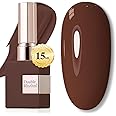 Double Rhythm 15ML Gel Nail Polish Pure Sheer Same Color Same Bottle Soak Off Gel Polish Art Manicure Salon DIY at Home for Women (Deep Brown-A1446)