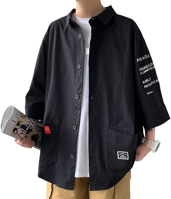 Amazon シャツ メンズ 七分袖 夏服 長袖 半袖 アメカジ カジュアル オシャレ 無地 コットン 春 夏 秋 大きいサイズ シャツ シャツ 通販