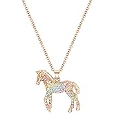 luomart Girls Horse Necklace Gifts,Little Rainbow Horse Jewelry for Women,Initial Letter Necklaces Pendant for Teen Girls Horse Lovers