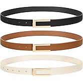 SUOSDEY 3 Pack Skinny Leather Belts for Women Jeans Belt for Dress with Alloy Buckle