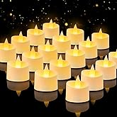 Haown 24-Pack Realistic Flameless Tea Lights, Patented Dual-LED Tech (Steady + Flicker) - Battery Operated Warm Yellow Votives for Wedding, Valentine, Home Decor (Ivory Base, 24 Pack)