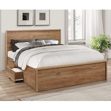 Rustic Oak Wooden Storage Bed Happy Beds Stockwell 2 Drawer Bed