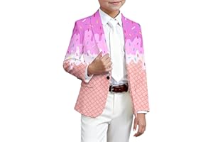 Kids Blazer Cute Ice Cream Suit Jacket for Boys Girls One Button Long Sleeve Sport Coat Holiday Party Daily Wear 3-14