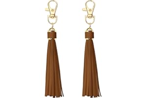 Penta Angel 2Pcs 5.9'' Large PU Leather Tassel with Lobster Swivel Keychain Pendant for Handbag Backpack Jewelry Making(Brown)