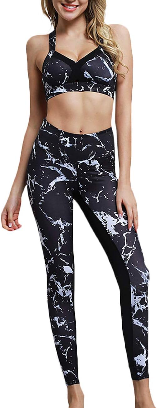 Sexyshine Women 2 Pieces Tracksuit Sports Bra and Legging Pants Yoga Set Outfits