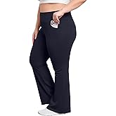 FOREYOND Plus Size Flare Leggings for Women with Pockets High Waist Yoga Pants Bootcut Bell Bottom Workout Leggings