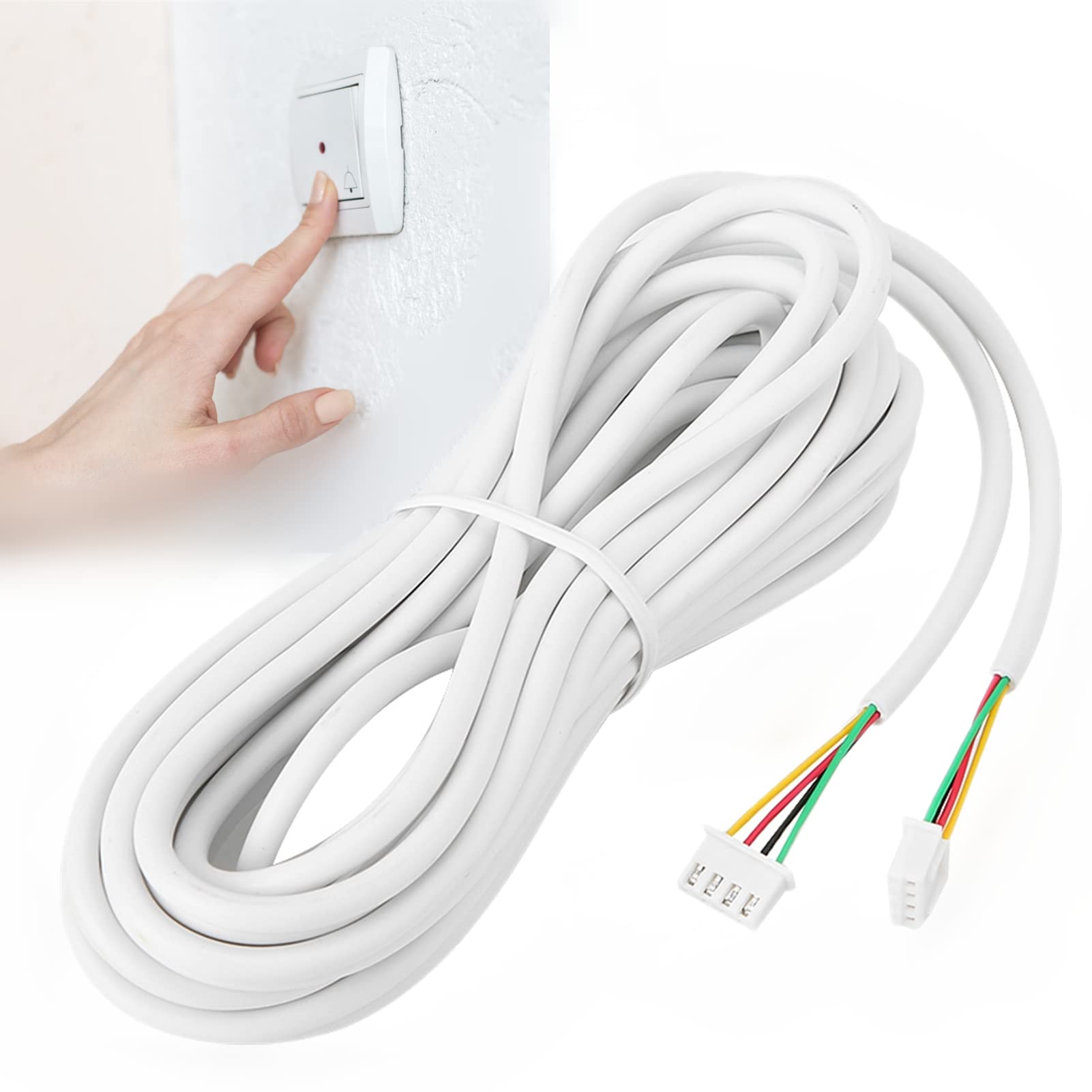 4 Core White PVC Insulated Alarm Cable, Solid Copper Doorbell Wire Cable, 30 m 0.3 mm² Round Flexible Copper Cable for Video Door Phone System, Home Security System Cable